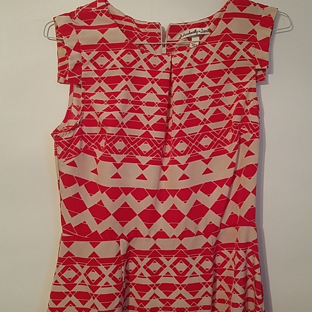 Red and tan mini dress